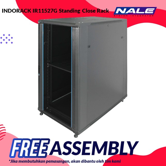 IR11527G-1 INDORACK IR11527G Standing Close Rack 27U 115mm Depth Glass Door - Gambar 1