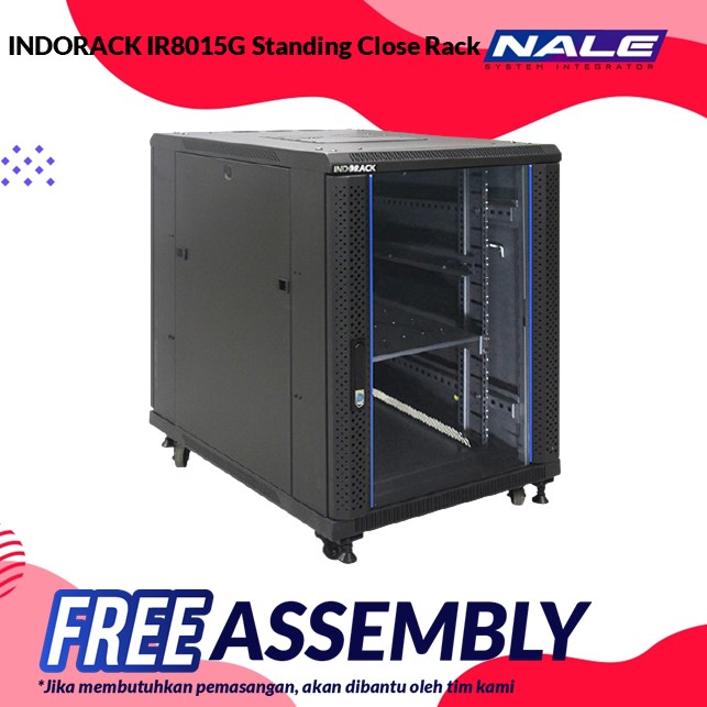 IR8015G-1 INDORACK IR8015G Standing Close Rack 15U 800mm Depth Glass Door - Gambar 1