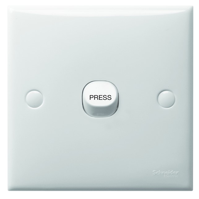 Saklar Hotel Schneider S-Classic - bell press switch - 1 gang - white
