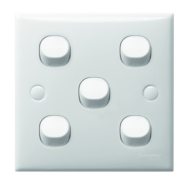 Saklar Hotel Schneider S-Classic - 1-way switch - 5 gangs - white