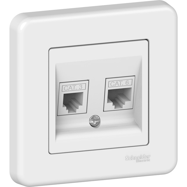 Schneider Leona - double data outlet - RJ45+RJ11 - white [LNA4900121]