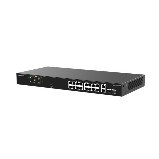 Switch PoE Unmanage 16-Port 10/100 Mbps dengan 2-Port Gigabit (RG-ES118FGS-LP)