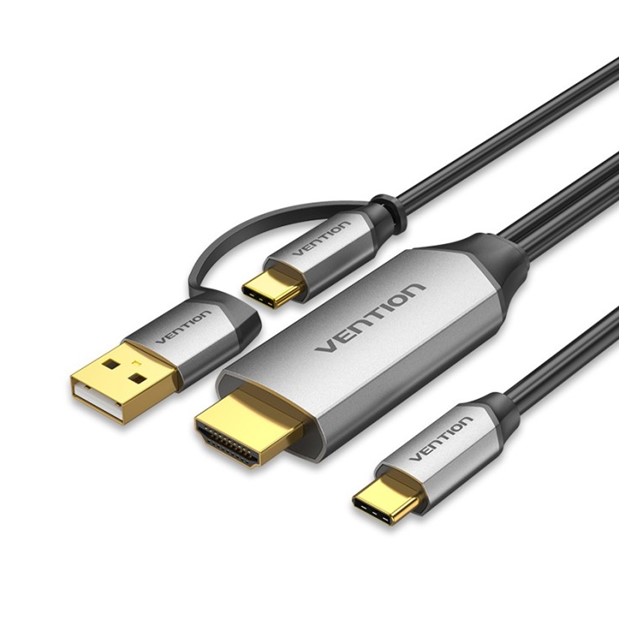 Vention USB-C to HDMI Cable with 2-in-1 (USB & USB-C) Power Supply  1.5M (CGXBG)
